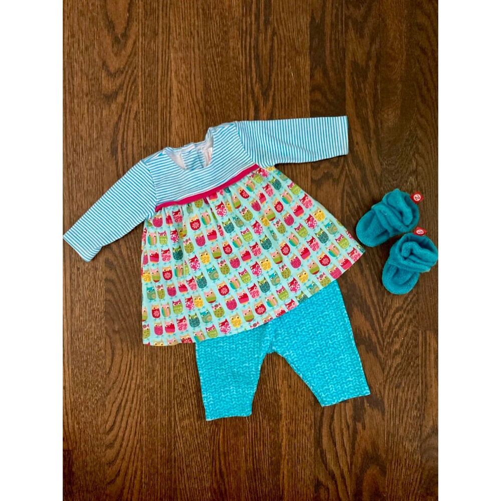 Zutano Newborn Baby Girl 0-3 Months Outfit & Booties Bundle